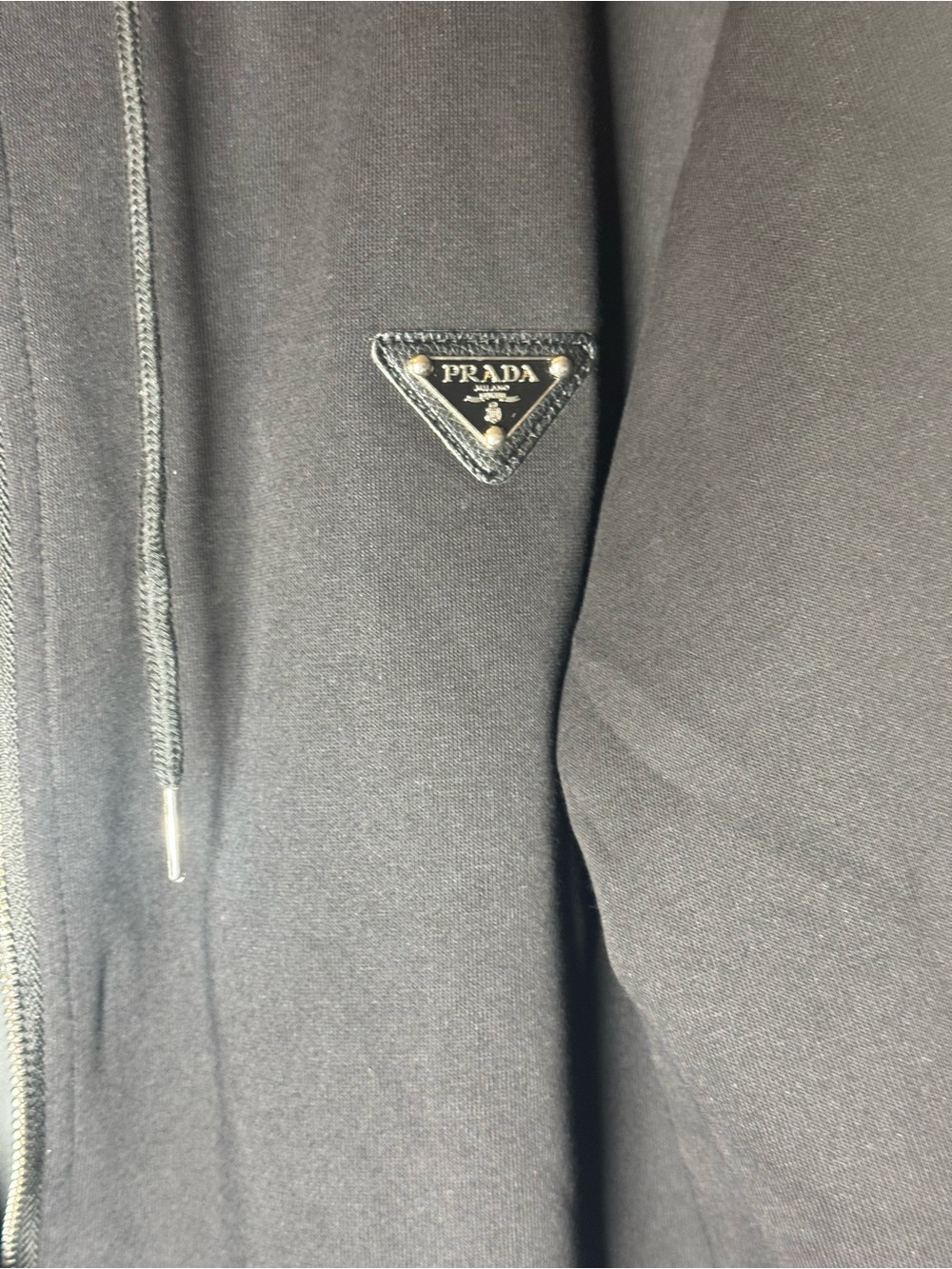 Black Hooded Bomber Jacket. No Brand. Approx.25.5 inches Wide when Zipped Close. - Picture 2 of 11